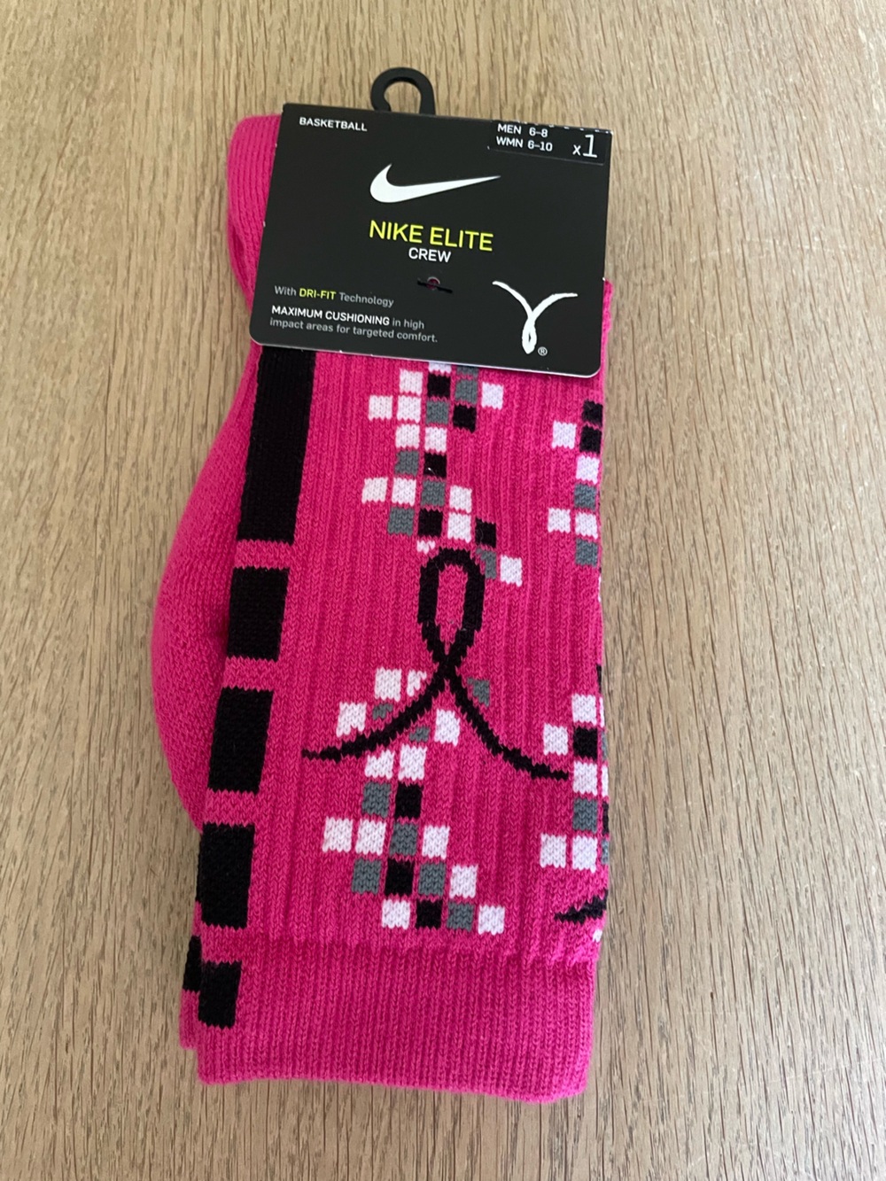 Nike Elite crew socks - breast cancer awareness - basketball